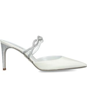 Rene Caovilla Satin Embellished-Braid Heeled Mules 80 - White