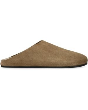 The Row Hudson Suede Slides - Brown