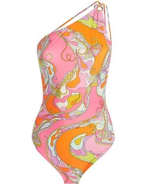 PUCCI One-Shoulder Orchidee Swimsuit - Orange
