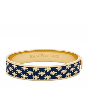 Halcyon Days Plated Enamel Bee Sparkle Bangle - Black