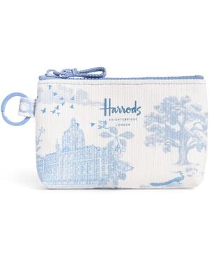 Harrods Toile Coin Purse - Blue