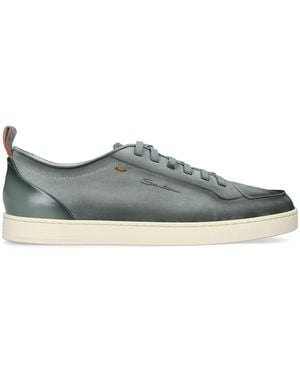 Santoni Leather Montecarlo Trainers - Green