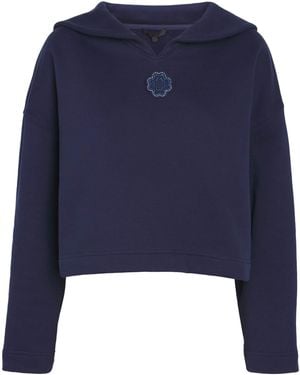 Maje Cotton-Blend Embroidered Jumper - Blue