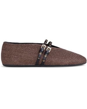 Alaïa Raffia-Leather Ballet Flats - Brown