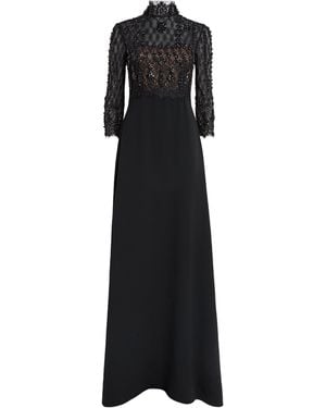 Costarellos Embellished Crepe Brona Gown - Black