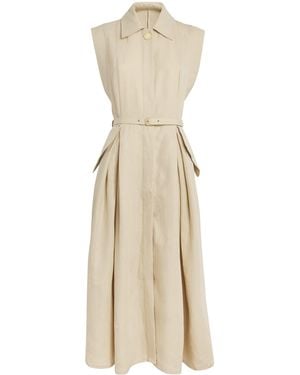 LeKasha Linen Belted Belek Midi Dress - Natural