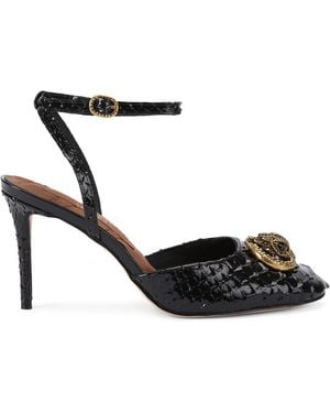Kurt Geiger Leather Snake-Effect Chelsea Court Shoes - Black