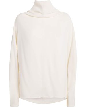 TOTEME Crepe Cady High Cowl-Neck Blouse - White
