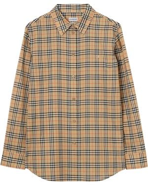 Burberry Cotton Check Shirt - Natural
