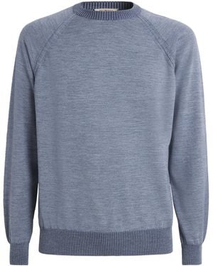 FIORONI CASHMERE Virgin Wool Reversible Sweatshirt - Blue