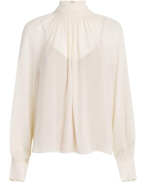 Vince Crepe Gathered Blouse - White