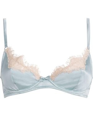 Fleur du Mal Silk Lace-Trim Juliet Demi Bra - Blue