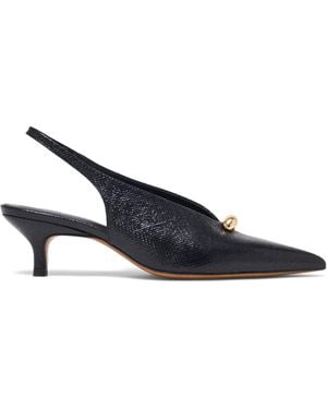 Maje Snakeskin-Embossed Leather Slingback Heels 50 - Blue