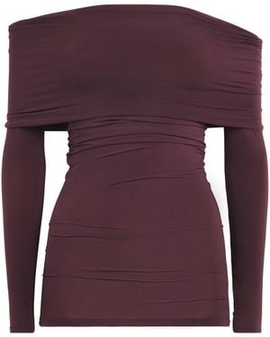 Wolford Off-The-Shoulder Draped Top - Purple
