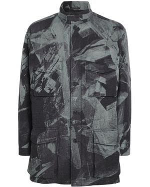 Yohji Yamamoto Wool-Cotton Monochrome Coat - Grey