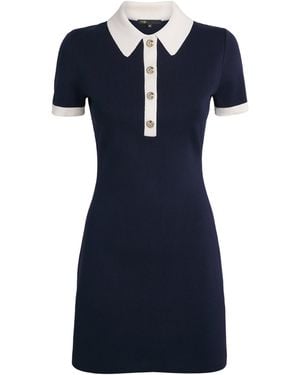 Maje Cotton-Blend Polo Mini Dress - Blue
