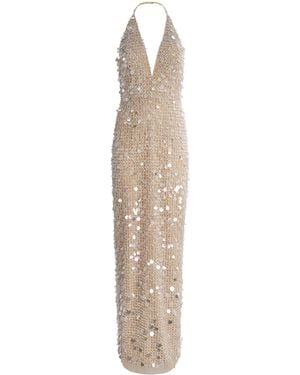 Carolina Herrera Embellished Halterneck Gown - White