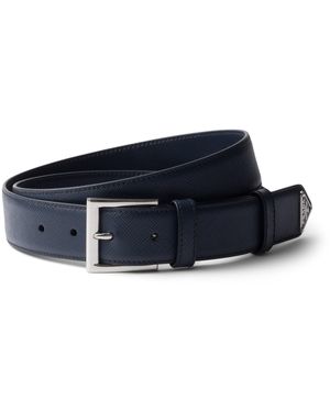 Prada Saffiano Leather Logo Belt - Blue
