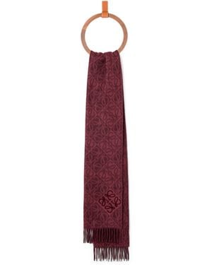 Loewe Wool-Cashmere Anagram Scarf - Purple