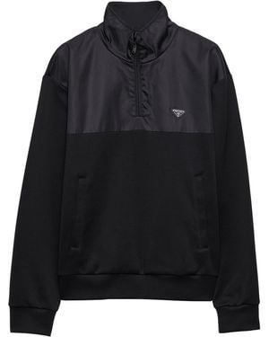 Prada Cotton And Re-Nylon Half-Zip Jacket - Black