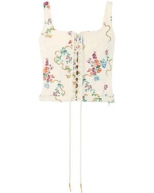 McQueen Embroidered Corset Top - White