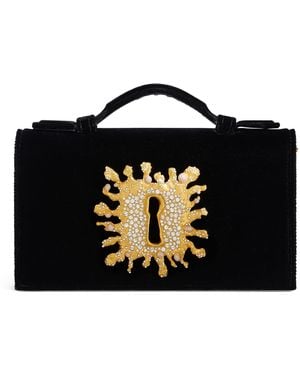 Schiaparelli Keyhold-Detail Chain Clutch Bag - Black
