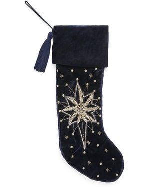 Harrods Velvet Beaded Star Stocking - Black