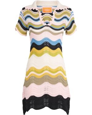 La DoubleJ Cotton Knitted Chevron Mini Dress - Yellow
