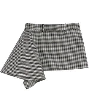 Givenchy Wool Houndstooth Slashed Mini Skirt - Grey