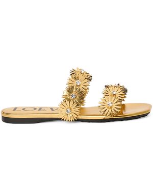 Loewe X Paula's Ibiza Calfskin Flower Sandals - Metallic