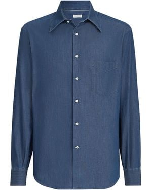 Brunello Cucinelli Denim Chambray Shirt - Blue