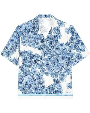 Givenchy Silk Floral Couture Seam Shirt - Blue