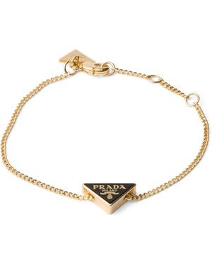 Prada Triangle Logo Chain Bracelet - Metallic