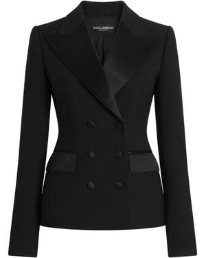 Dolce & Gabbana Wool Cady Double-Breasted Blazer - Black