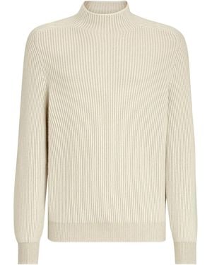 Brunello Cucinelli Cashmere High-Neck Jumper - White