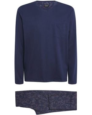 Hanro Cotton Night Selection Pajama Set - Blue