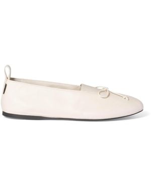 Miu Miu Nappa Leather Élan Ballet Flats - Natural
