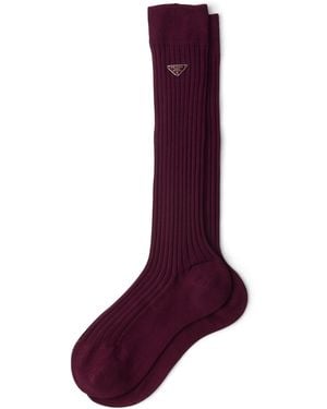 Prada Cotton Ribbed Socks - Purple
