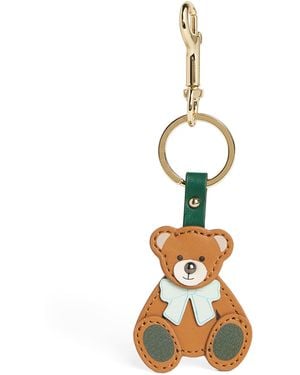 Harrods Leather Keyring Bear - Metallic