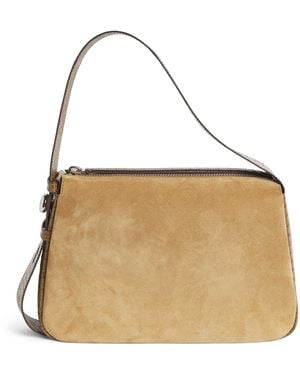 Tory Burch Suede Romy Shoulder Bag - Natural