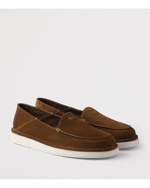 Prada Suede Flatform Loafers - Brown