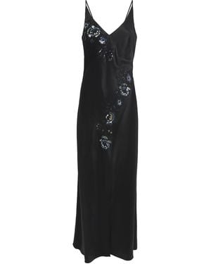 Carine Gilson Silk Embellished Sofia Slip Dress - Black