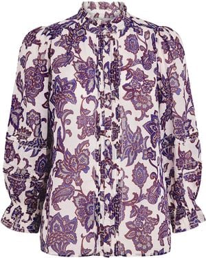 ME+EM Cotton Floral Print Blouse - Purple