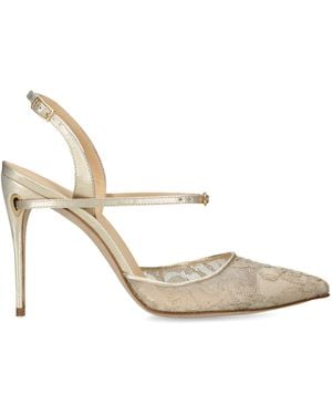 Jennifer Chamandi Lace Vittorio Slingback Heels 105 - Metallic