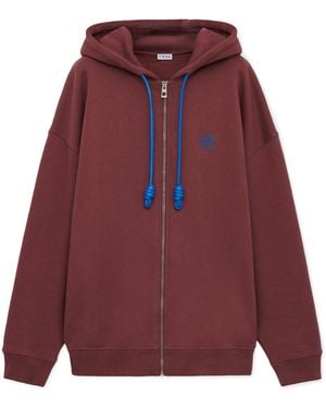 Loewe Cotton-Blend Anagram Hoodie - Red