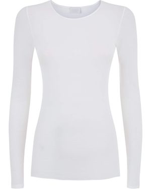 Hanro Cotton Seamless Long Sleeve Top - White