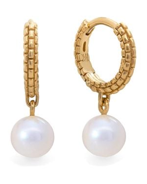 Monica Vinader Vermeil And Pearl Heirloom Huggie Earrings - Metallic