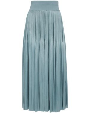 JOSEPH Satin Pleated Rabat Midi Skirt - Blue