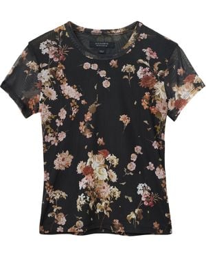 AllSaints Floral Print Ellie T-Shirt - Black