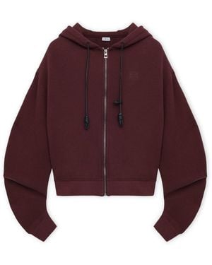 Loewe Cotton-Cashmere Flamenco Zip-Up Hoodie - Red